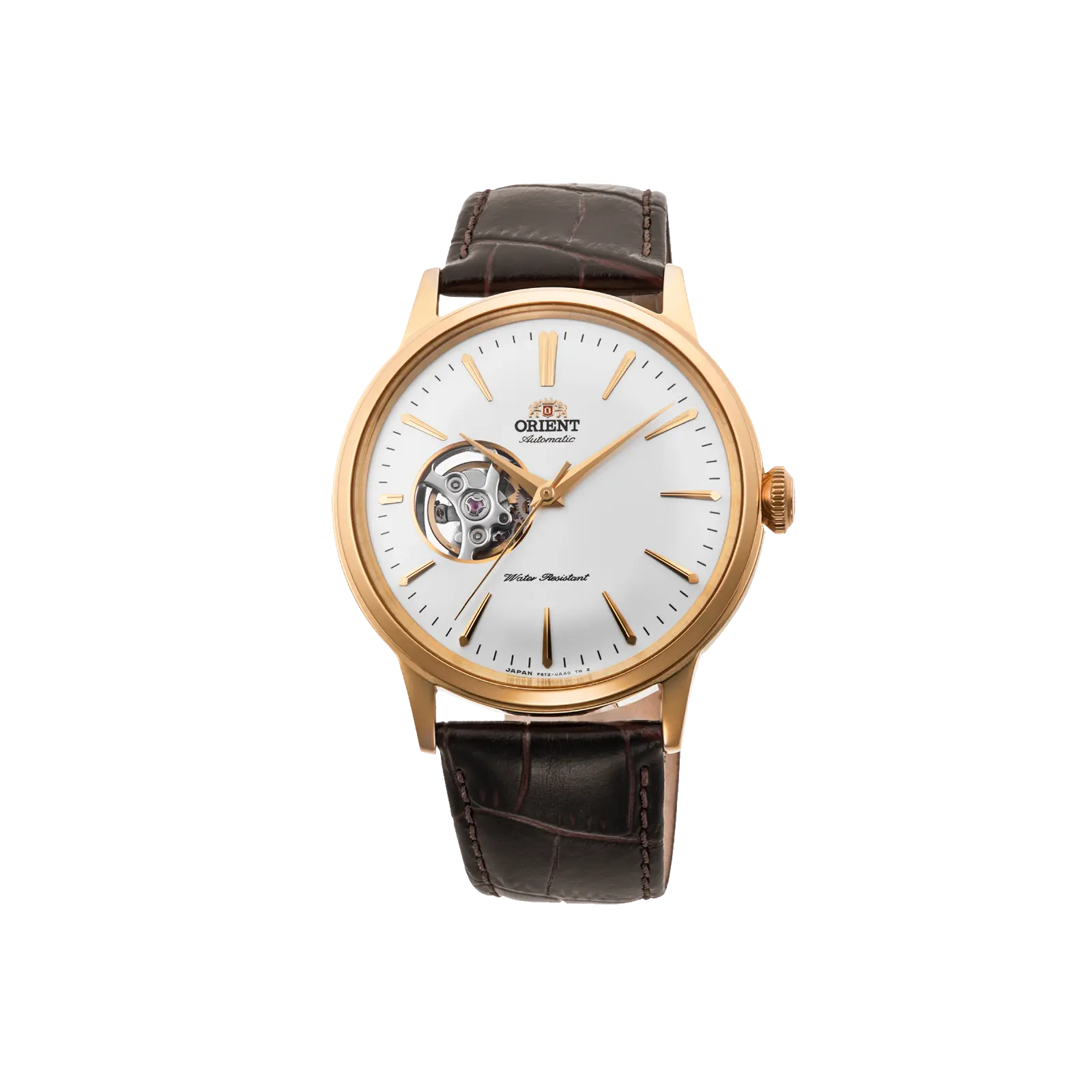 Orient Bambino Open-Heart Automatic Dress Timepiece, Unisex 40.5mm Stainless Steel with Brown Leather Strap, Analog Dial, RA-AG0003S30B, Mechanical Design Watch, Buckle