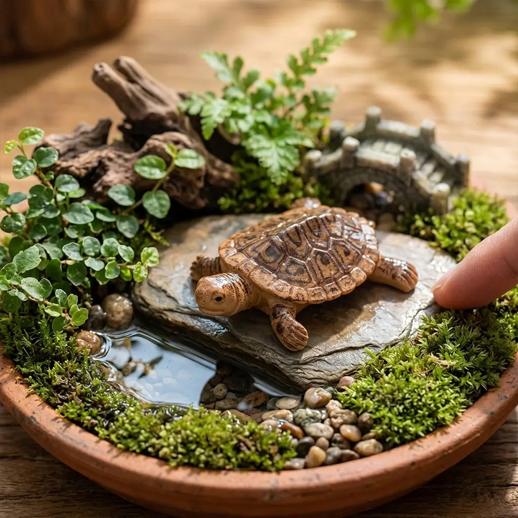 5Pcs Realistic Floating Turtle Figurines Mini Resin Tortoise Ornaments Fish Tank Rockery Bonsai Pond Micro Landscape Garden Pool Decor Accessories