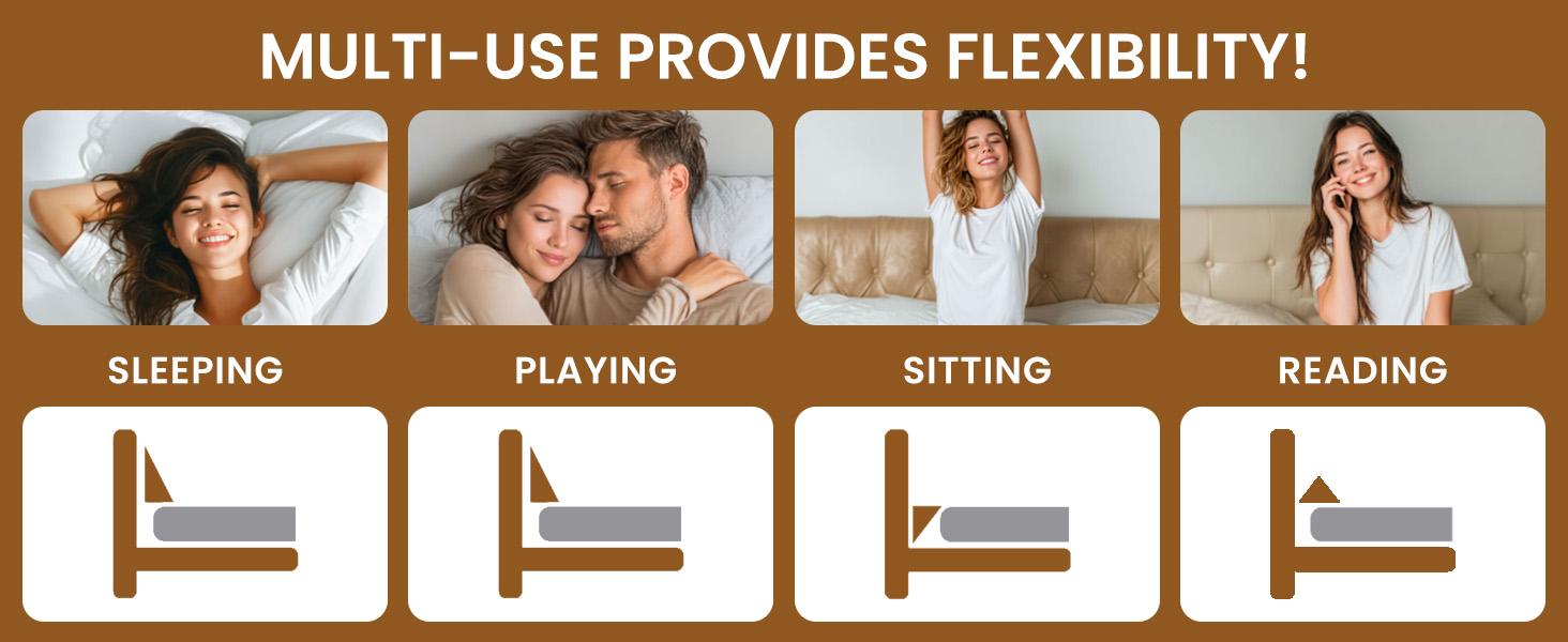 Shilucheng Queen Size Triangle Wedge Pillow (60x6x10) - Bed Gap Filler for Headboard, Ergonomic Foam Support Cushion for Reading & Sleeping, with Side Pocket