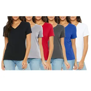 Women's 6-Pack Loose Fit Short Sleeve V-Neck & Crew Neck Classic Tee Summer Top