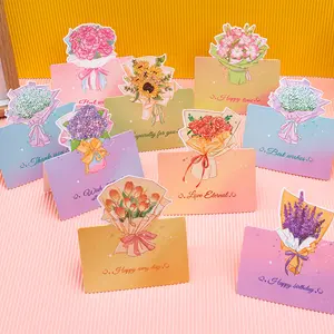 Flower Theme Paper Gift Card 1 Pack Thank You Cards for Weddings, Baby Shower, Birthday Parties, Business, and Graduation Thank You Cards Random Color