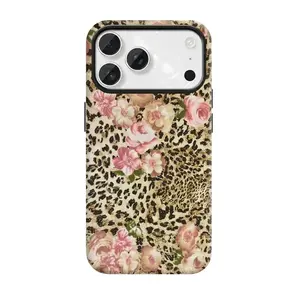 Cute Pink Floral Leopard Print Phone Case - Vintage Rose Cheetah Pattern Cover
