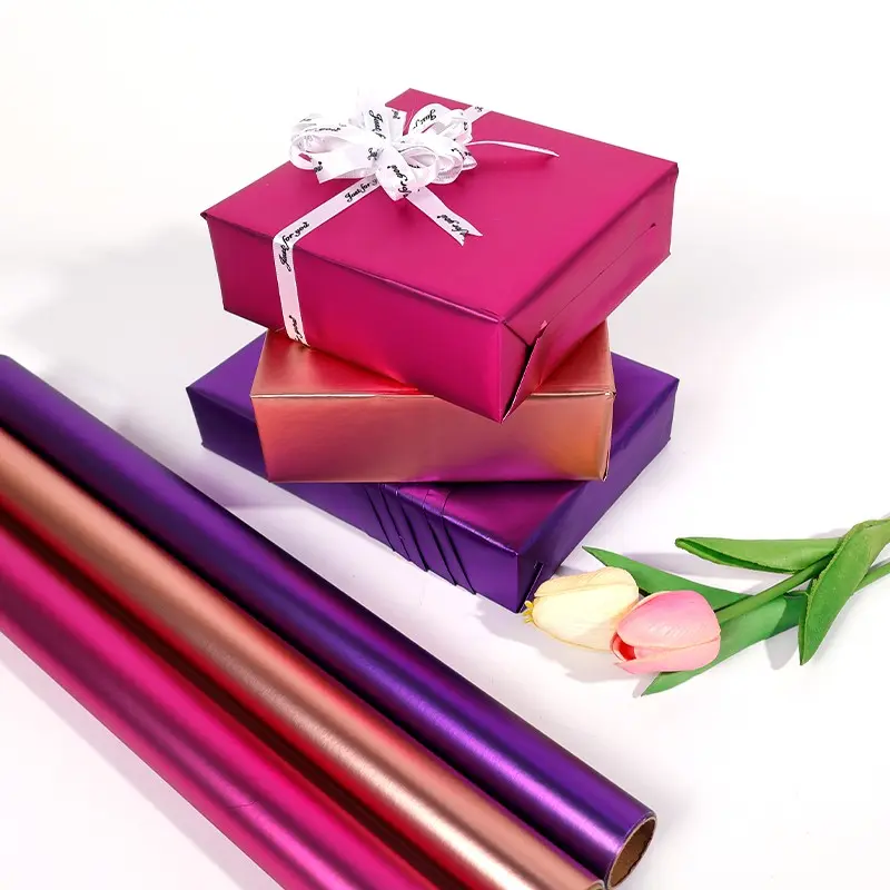 Luxury Metallic Aluminized Paper Roll | Premium Silk Satin Gloss Gift Wrap | Easy-to-Fold Thick Craft Paper for Christmas, Weddings & High-End Gifting | 1 Roll