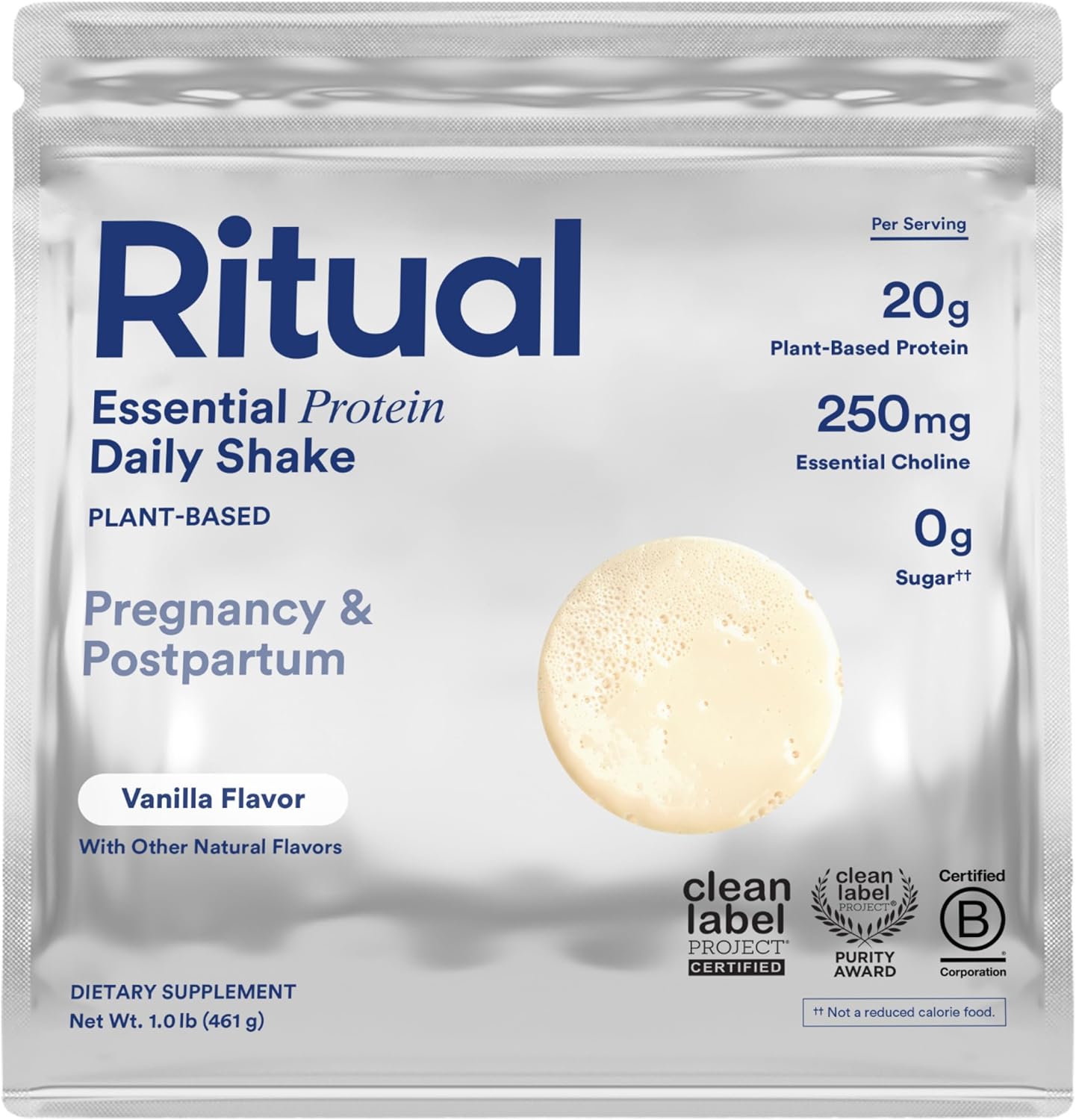 Ritual Prenatal Vegan Plant Based Protein Powder: Choline to Support Pregnancy, Postpartum, & Lactation, 20g Organic Pea Protein from Regenerative Farms in USA, Sugar Free†, Vanilla, 1 Lbs Ritual Prenatal Vegan Plant Based Protein Powder: Choline to Support Pregnancy, Postpartum, & Lactation, 20g Organic Pea Protein from Regenerative Farms in USA, Sugar Free†, Vanilla, 1 Lbs
