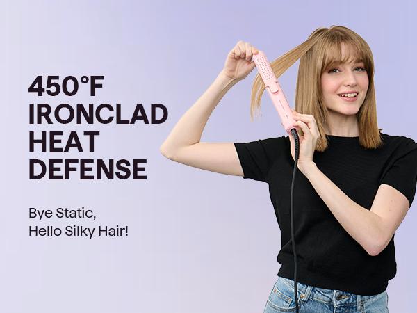 Wavytalk Steamline Pro Steam Hair Straightener Brush and Wavytalk Smooth Barrier Heat Protectant Spray Set