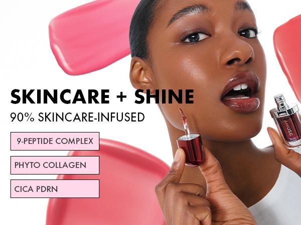 [AMUSE Seoul Official] Jel-Fit Tinted Lip Gloss | 10 Shades, High-Shine, Lipstain, Plumping, Ultra-Glossy Finish, Peptides & Cica PDRN