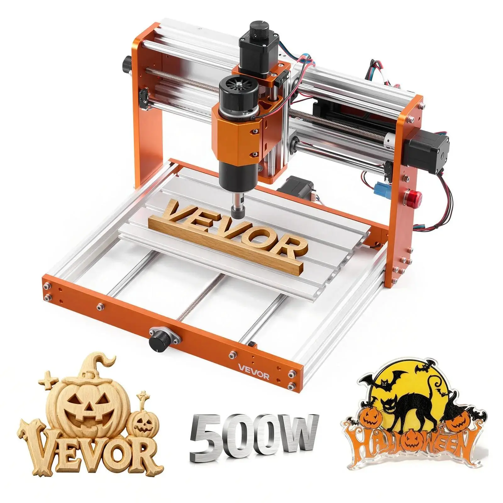 【Backtoschool】VEVOR 3-Axis CNC Wood Router Machine, 500W Spindle, 300x180x80mm Working Area, 1.8-Inch Offline Controller, Aluminum Frame, Handwheel Axes, Limit Switch, Emergency Stop, for Wood Acrylic Plastic Engraving Cut