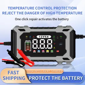 12V/24V Smart Battery Charger, Maintainer & Trickle Charger for LiFePO4, Lead Acid Batteries for Motorcycle Car Truck Lawnmower Boat car battery charger, automatically stops when fully charged