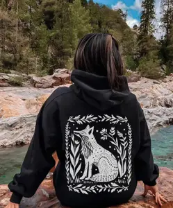 Fox Hoodie Goblincore Hoodie,Forestcore Granola Girl Hoodie Unisex Oversized Drawstring Hooded Cotton Sweatshirt with Front Pocket for Daily Wear Comfort Hoodie for All Genders Printed Unisex Casual Hoodie