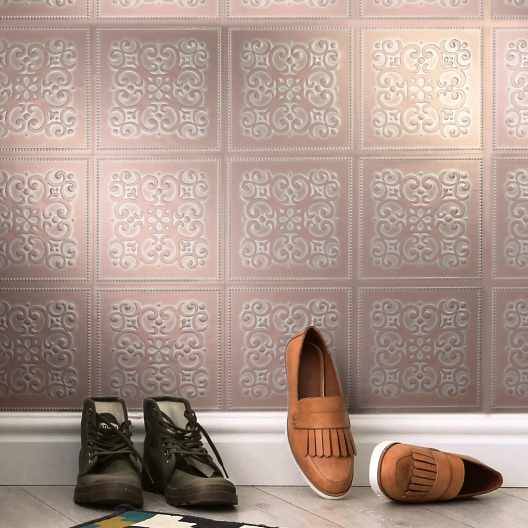Patina Copper Peel and Stick Wallpaper Tiles - 24 Pack