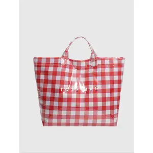 Plaid Casual Tote Bag, Women's Large Capacity Handbag, Waterproof PVC Shopping Bag, Versatile Shoulder Bag for Commuting and Travel