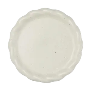 NEOFLAM Korean Better Finger Ceramic Swirl Plate - 19cm Round Toast Egg Breakfast Dish, White