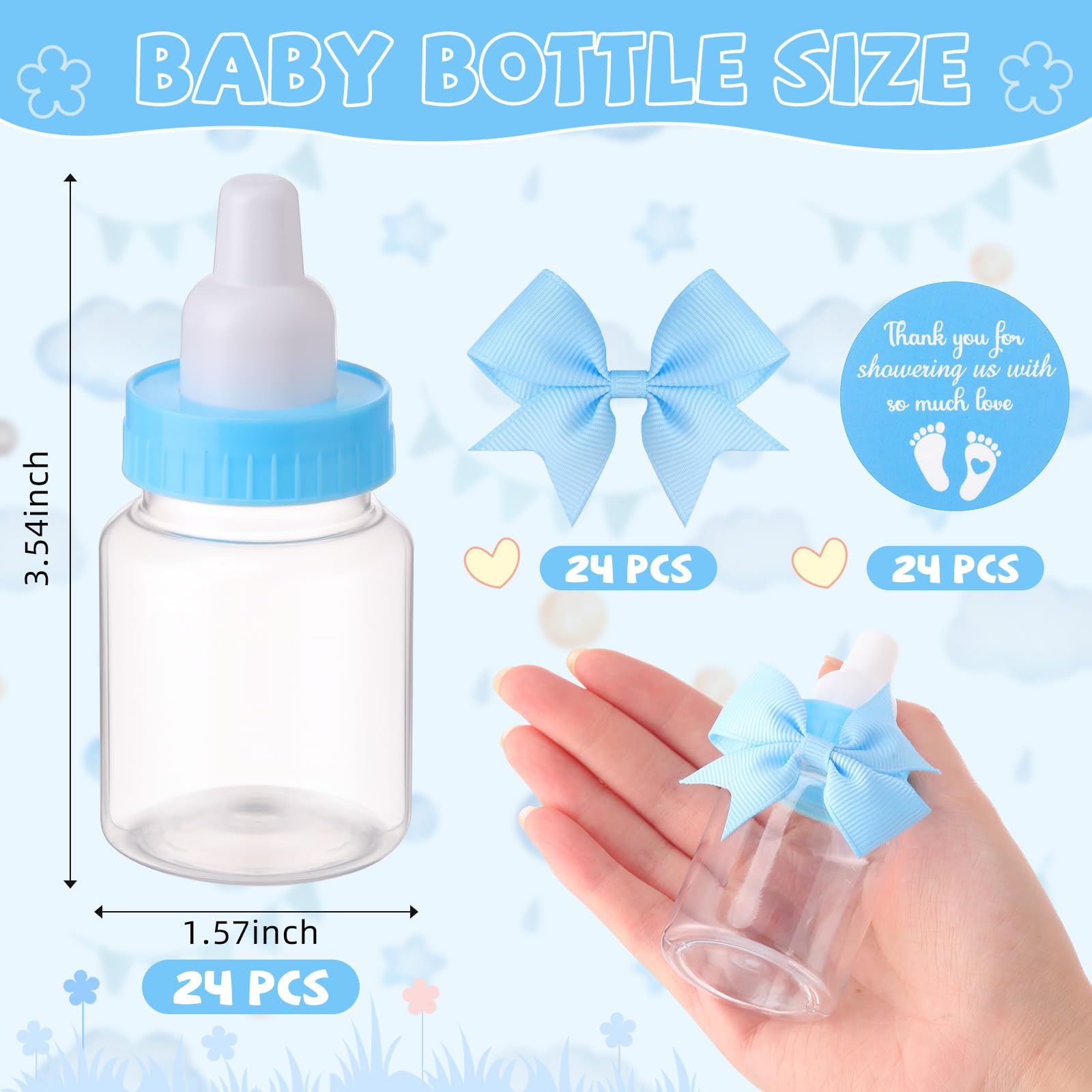 24/48 Pcs Baby Shower Prize Mini Baby Bottles Chug Plastic Milk Bottles Candy Baby Bottles with Thank You Showering Stickers and Bows Thank You Gifts for Guests,Birthday Party Baby Shower Favors Gift 24/48 Pcs Baby Shower Prize Mini Baby Bottles Chug Plastic Milk Bottles Candy Baby Bottles with Thank You Showering Stickers and Bows Thank You Gifts for Guests,Birthday Party Baby Shower Favors Gift