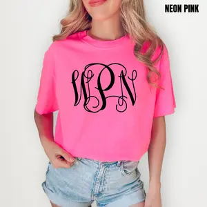 Classic Script Monogram Comfort Colors T-Shirt 'NLB'