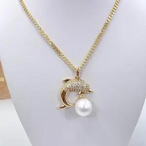 Dolphin pendant and chain size 23 inches