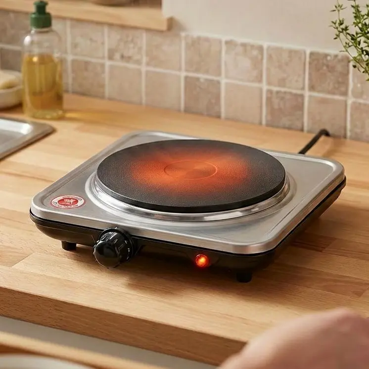1000W Compact Countertop Hot Plate - Single Burner, 5 Temp Levels, Lightweight and Easy to Carry, Efficient for Small Cooking Tasks, Ideal for Dorm Rooms, RVs. Summervibes. Portable Stove Stove Cooker Burner Cooktop Kitchen Stove