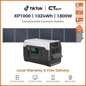 [Summerwins]Black Friday Deal CTOLITY XP1000 1600w 1024wh Power Bank Portable Power Station with 200w Solar Panel 120V Pure Sinve Wave Lifepo4 Battery UPS Function Compact Phone Smartphone