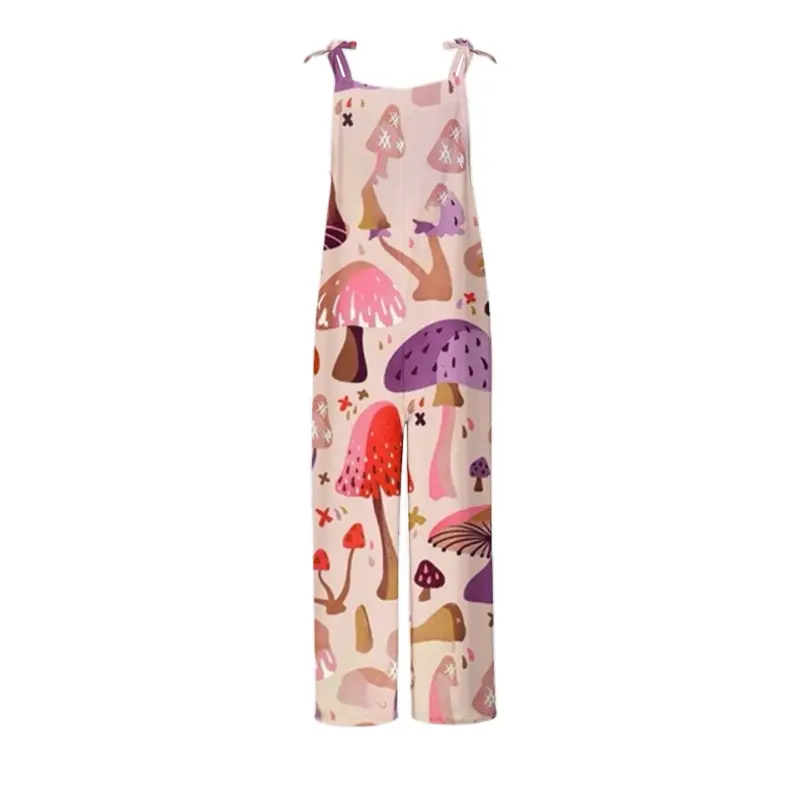 MULTI-COLOR MUSHROOM JUMPSUIT  SIZE LARGE WITH POCKETS