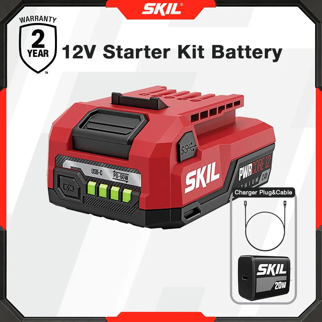 SKIL PWRCORE 12 2.0Ah 12V Lithium USB-C Battery and 20W PD Charger