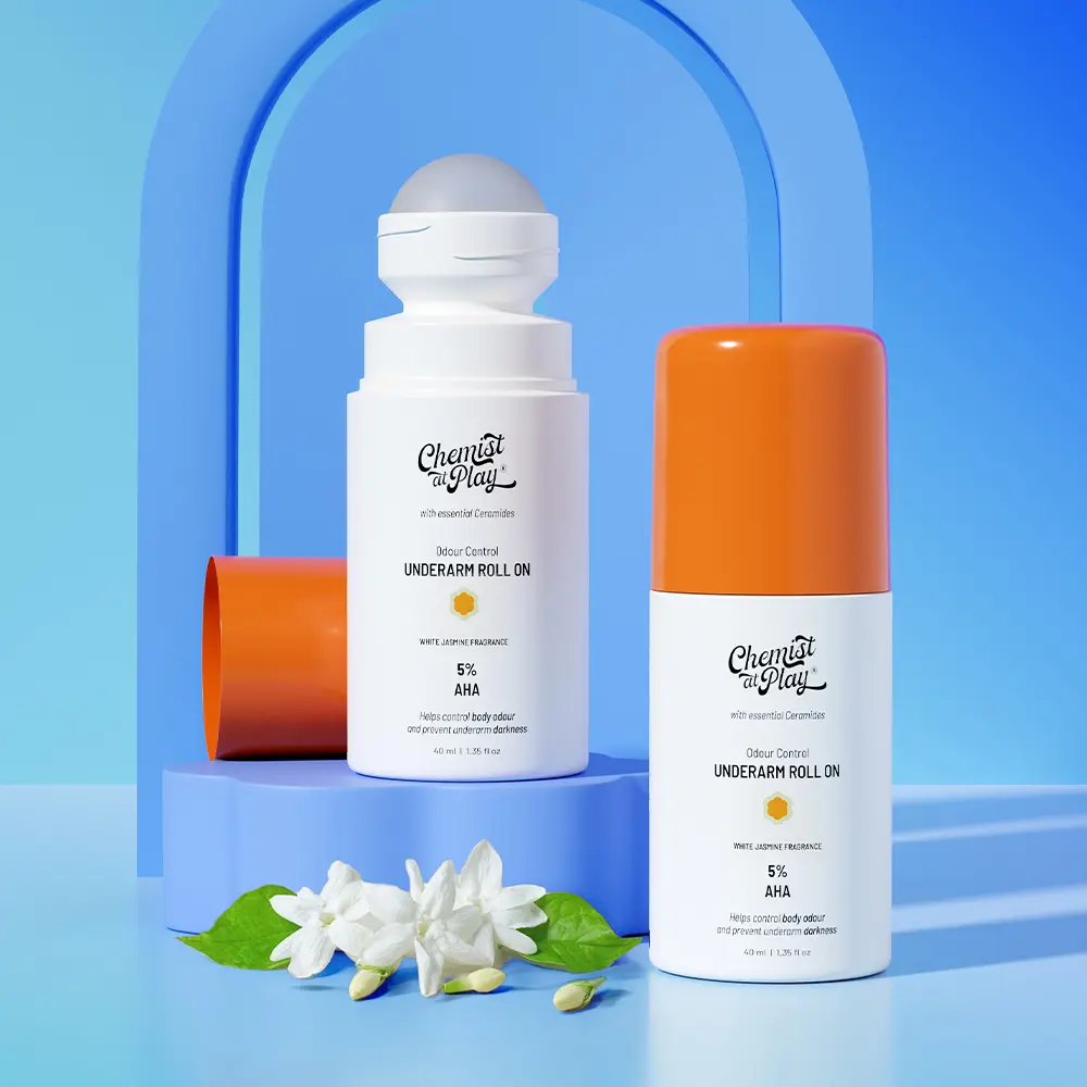 White Jasmine Underarm Roll On for Odour Control & Pigmentation | Brighter & Fresher Underarms | 5% AHAs for Gentle Exfoliation - Pack of 2