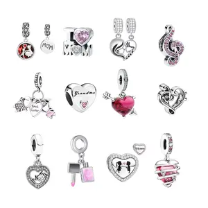 Sterling Silver 925 Bracelet Charms – Heart, Love, Mom, Cute Dangle Charms