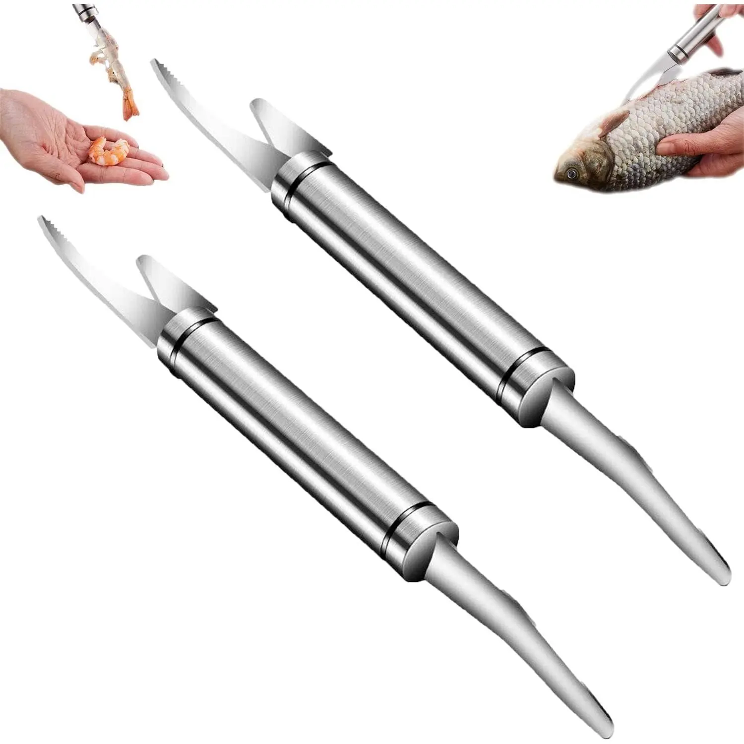 2/4 PCS Stainless Steel Double‑Ended Shrimp Slicing Knife, Practical Shrimp Peeling Tool, Sturdy Kitchen Utensil, Durable Household Gadget for Seafood Processing, Easily Remove Shrimp Shells and Veins, Perfect for Daily Home Food Preparation