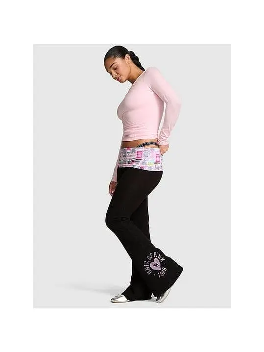 PINK All-Day Cotton™ Foldover Flare Leggings