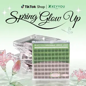 KEYYOU Aurora Single Length DlY Lash Cluster Invsible Band Natural 8mm 10mm 12mm 14mm 16mm Waterproof Long-Lasting Eyelashes Extensions 80pcs C Curl Easy to Use for Flawless Look SpringGlowUp