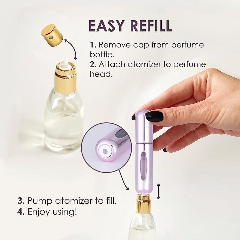 SummerVibes 4PCS 5ML Refillable Perfume Atomizer Travel, Portable Mini Pocket Perfume Atomizer for Travel Accessories Tin Canister Organizer Bottle