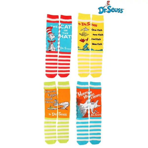 Adult Dr. Seuss Book Cover Socks Set, Spandex, Nylon