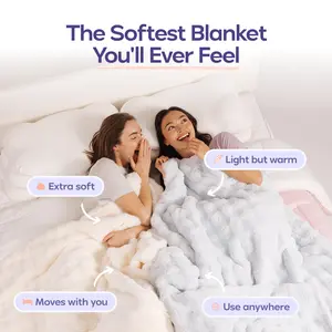 Mellow Sleep | Cloud Throw Blanket - Cloud Like Faux Rabbit Fur Plush Blanket, Ultra Soft Fluffy Fleece Throw for Stress & Anxiety Relief, Thick Warm Cozy Blanket for Couch, Bed, Travel & Relaxation