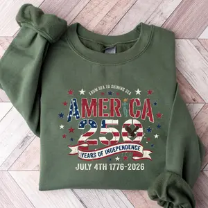 [Sale Up To 50%] America 250 Sweatshirt, 4th Of July 2026 Sweater, USA 250 Years Independence Day Sweatshirt, Patriotic American Flag Hoodie
