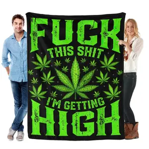 Fuck This Shit I'm Getting High Graphic Marijuana 420 Stoner Blanket  Soft Blankets, Perfect for Home Bedroom Bed Sofa Picnic Travel and Office Use Ideal for Holiday Gifts.