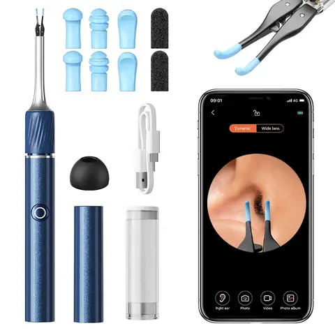 Earwax Cleaning Kit, 12MP HD Camera Ear Canal Cleaner, Portable 360° Wide-Angle Wireless Silicone Endoscopic Tool, Type-C Rechargeable IPX7 Waterproof, HD Camera View for Adults Ears, iOS & Android Compatible, Checks Teeth & Throat Too