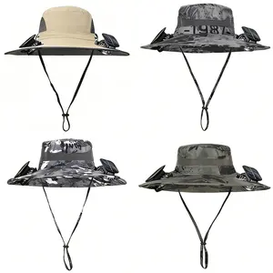 Dual Solar Fan Cooling Hat: 4.8" Wide Brim UPF 50+ Waterproof Sun Hat, USB Rechargeable & Solar Powered Lightweight Fishing Safari Hat for Gardening, Beach & Outdoor Work - Stay Cool Father’s Day Gift for Dad & Husband