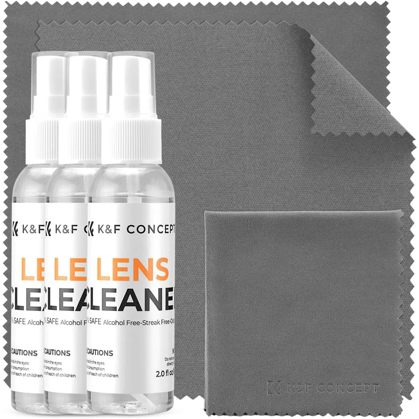 K&F CONCEPT Glasses Cleaning Kit with Microfibre Cleaning Cloth*3,60ML Glasses Cleaner*3 for Cleaning Camera Lenses, Glasses, Screens, Cell Phone, Eyeglasses, LCD TV Screens, Tablets