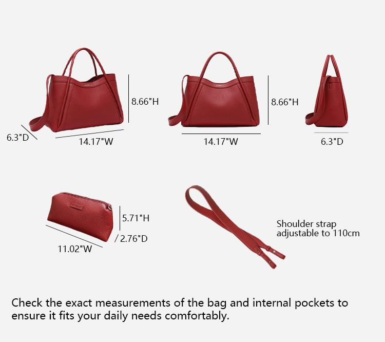 NewBella Kelly M Plus 2 PCS Set Lychee Top Handle Bag with Removable Shoulder Strap Purse Eco-Friendly PU Leather Spacious Interior Magnetic Closure & Inner Pockets Foldable Packaging DealsForYoudays,FallFreshness