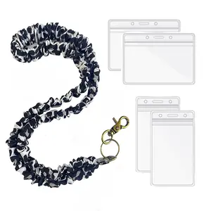 Elastic Hair Tie Lanyard with Durable Lightweight Swivel Metal Base & Sturdy Spring Buckle Adjustable for Comfort Great for Work Travel Gym Hypoallergenic Fabric