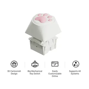 Keychron Big Kitty Paw Key – Giant Cute Silicone Macro Key, One-Press App & Website Launcher, Perfect Desk Toy & Valentine’s Day Gift