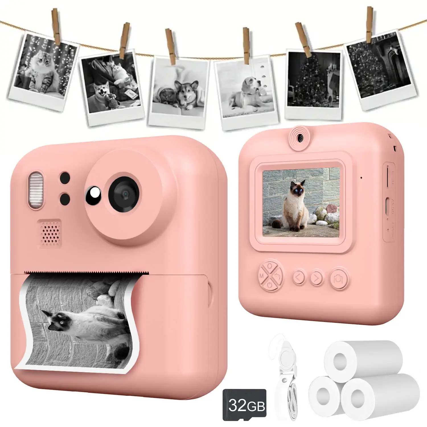 Cute Instant Digital Camera Toy for Kids, Perfect Christmas and Birthday Gift, Direct Print Photo Playset, Ideal for Boys and Girls