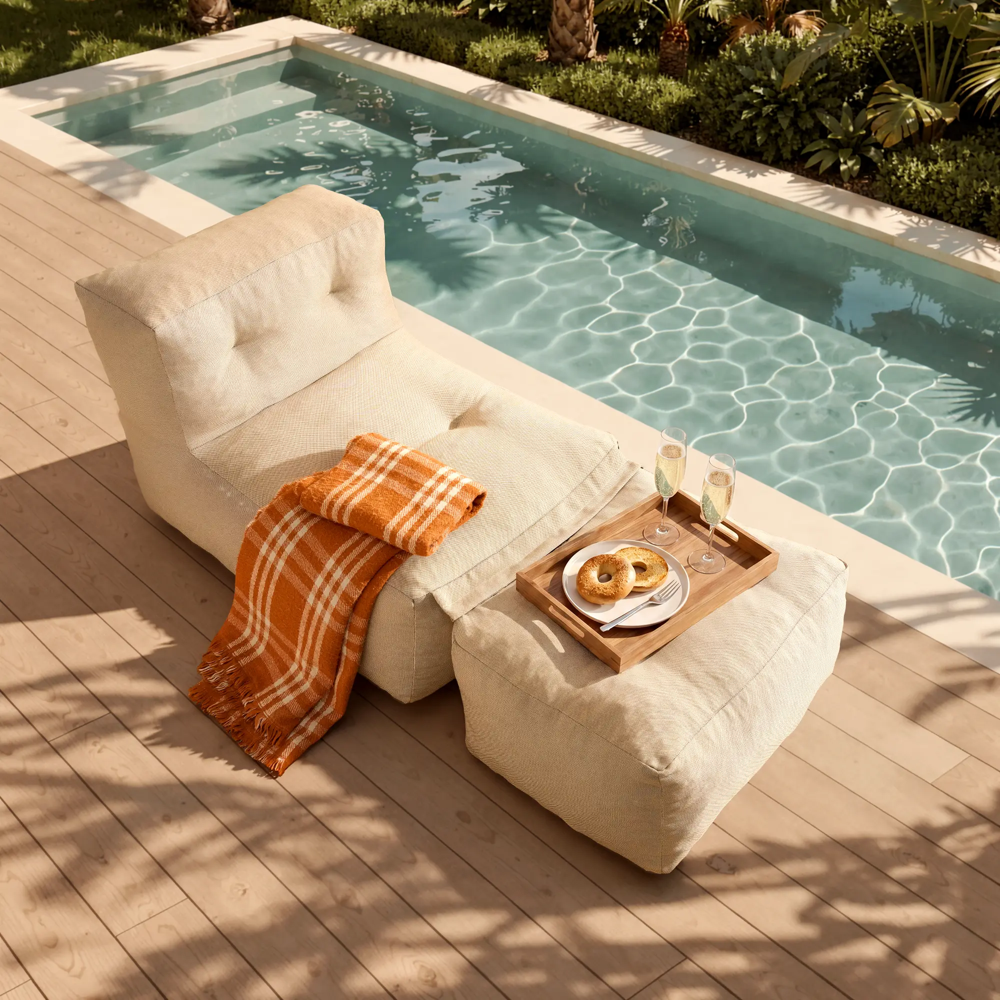 ALTRIGUS Outdoor Bean Bag Lounger Chair, Big Comfy Outdoor Daybed for Sunbathing and Tanning - Water-Resistant Patio Chaise and Pool Sun Lounger Furniture for Beach Deck
