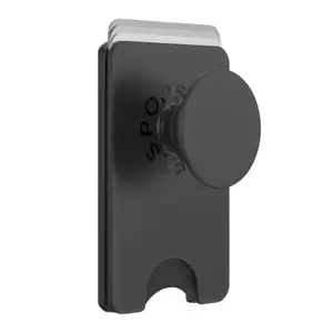PopSockets Stick-On Phone Wallet & Grip – Mobile Card Holder, Expandable Phone Stand, Secure Grip for iPhone & Android – Durable Black Phone Accessory