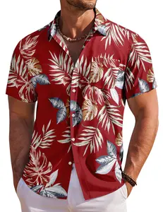 Men's Hawaiian Shirt Short Sleeve Floral Button Down Tropical Holiday Beach Outfits Polyester