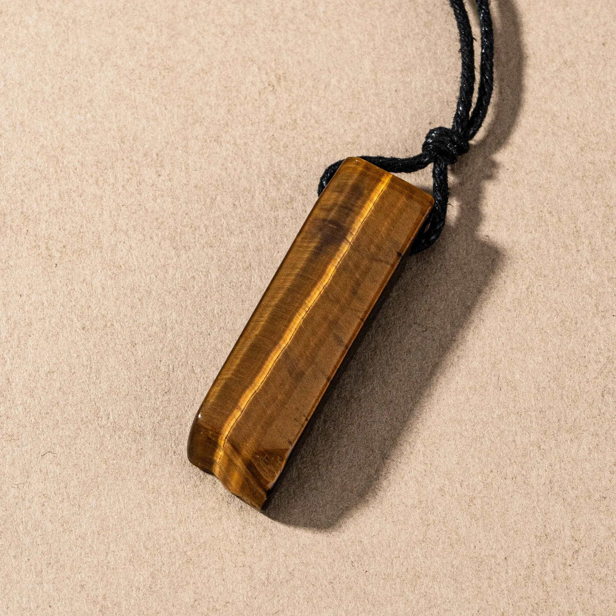 [Quiet Light] Crystal Pendant with Black Rope - Natural Stone • Polished Pendant • Adjustable Black Cord