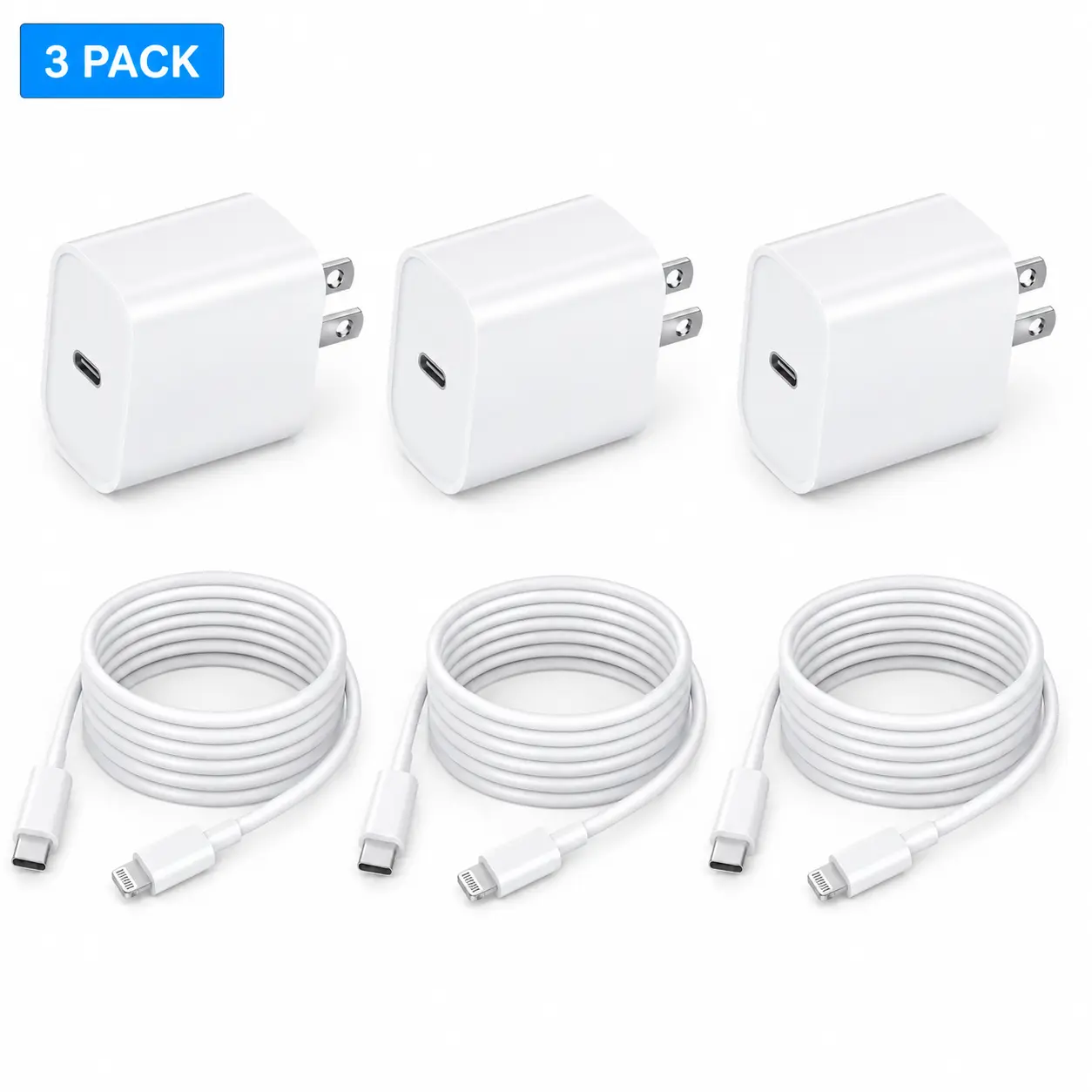 20W USB-C Wall Charger Block with 10FT Extra Long USB-C to Lightning-Compatible Cable, Compatible with iPhone 14/13/12/11/XR/X/SE