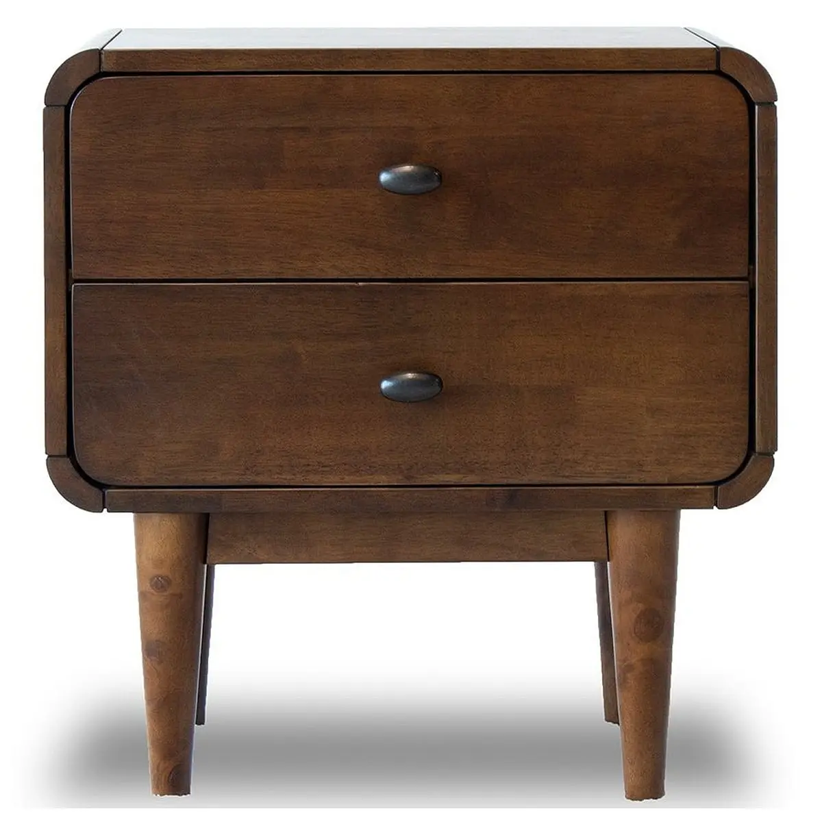 Stein Walnut Mid-Century Modern Nightstand with Drawer - Modern Wood Table, File Cabinet for Attic Indoor Use, Easy Wet Wipe Cleaning Functional Storage Bedside Cabinet
