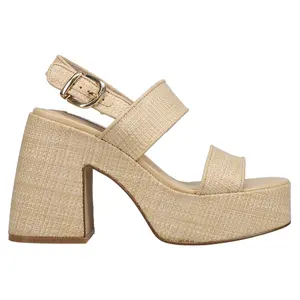Steve Madden Womens Valory Slingback Platform Block  Casual Sandals Casual High Heel 3" & Up - Beige