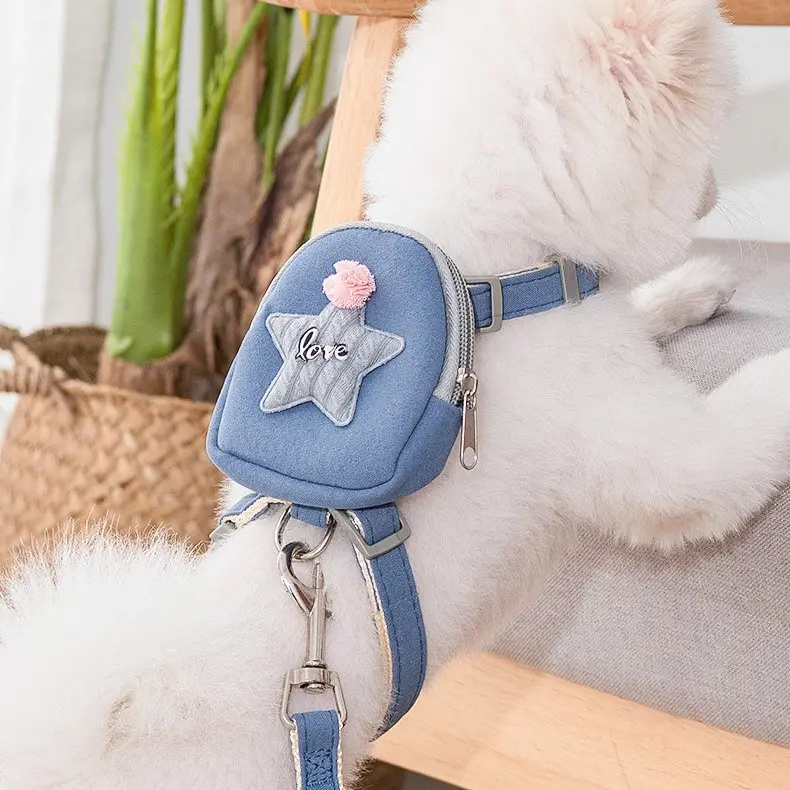 Backpack pet leash, cat and dog leash, dog/cat harness and leash set, pet supplies