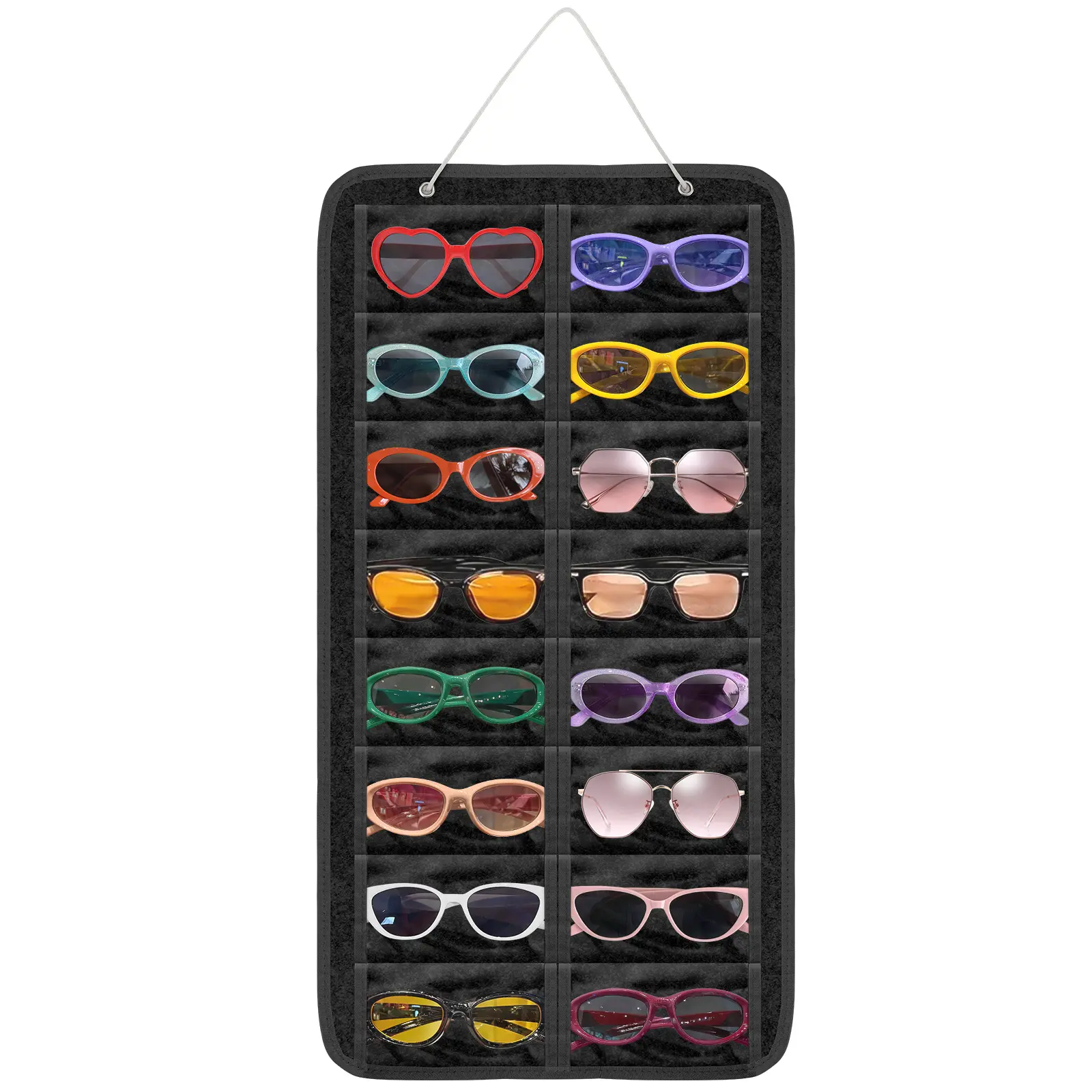 16-Slot Felt Sunglasses Organizer Storage Bag - Hangable Household Home Organizer, Foldable Door-Mounted, Eyewear Pocket Design