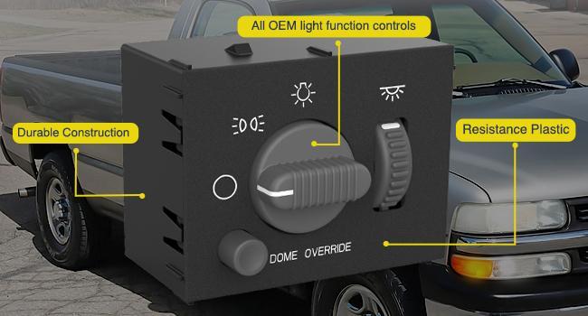 Nilight Headlight Dimmer Switch Compatible with 1999 2000 2001 2002 Chevy Silverado 1500 2500 3500 Suburban 1500 2500 Tahoe 1999-2002 GMC Sierra 1500 2500 with Yellowish LED Light Car Lighting Accessories Auto Truck